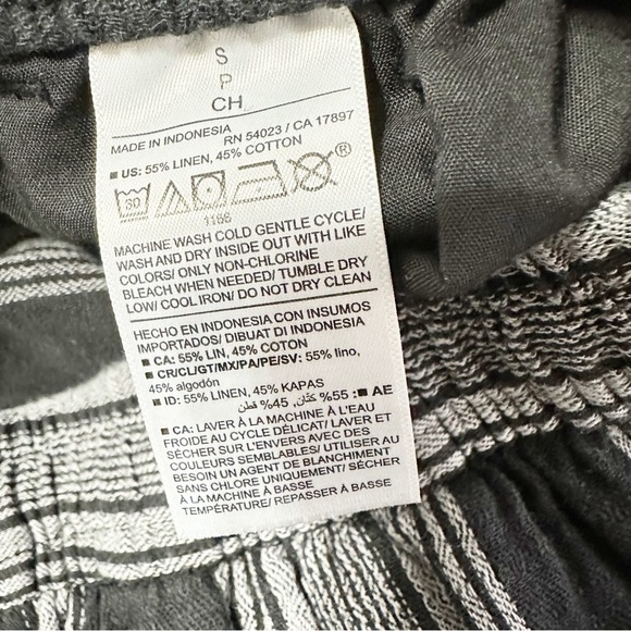 NEW Old Navy Linen High Rise Striped Black and Gray Women's Wide Leg Pants S - Picture 8 of 8